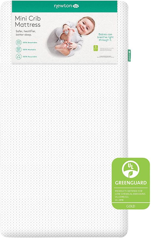 Photo 3 of Newton Baby Mini Crib Mattress 24" x 38" - 100% Breathable Proven to Reduce Suffocation Risk, 100% Washable - Removable Cover Included, GREENGUARD Gold
