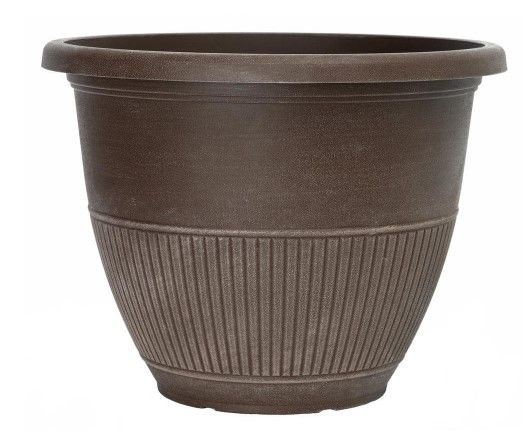 Photo 1 of 17 in. Rene Bark Brush Plastic Round Planter
2pk