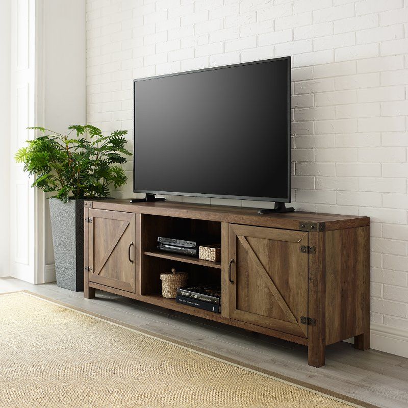 Photo 1 of 70 Inch Modern Farmhouse TV Stand - Rustic Oak
