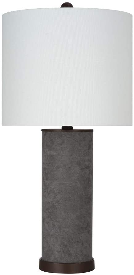 Photo 1 of Amazon Brand – Rivet Modern Suede Table Lamp, LED Bulb Included, 25"H, Grey
