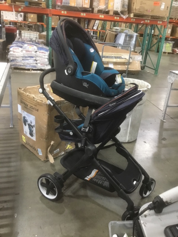 Photo 7 of Evenflo Gold SensorSafe Pivot Xpand, Smart Modular Travel System, Includes SecureMax Smart Infant Car Seat and Adjustable Toddler Seat, Fits Two Baby Seats, Fits Infants up to 55 Pounds, Sapphire
