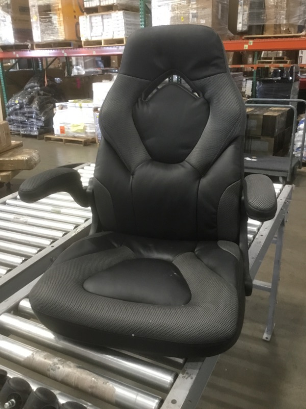 Photo 2 of OFM ESS Collection Racing Style Bonded Leather Gaming Chair, in Gray (ESS-3085-GRY)
