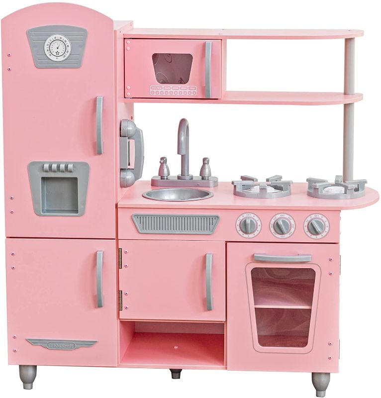 Photo 1 of ***PARTS ONLY*** KidKraft Vintage Wooden Play Kitchen with Pretend Ice Maker and Play Phone, Pink, Gift for Ages 3+
