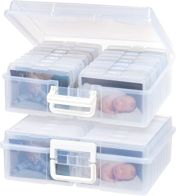 Photo 1 of ***CASE IS DAMAGED** IRIS USA 4" x 6" Storage-16 Inner Keeper Organizer Cases Storage Containers Box for Photos, Clear-XL (2Pack), 2 Count
