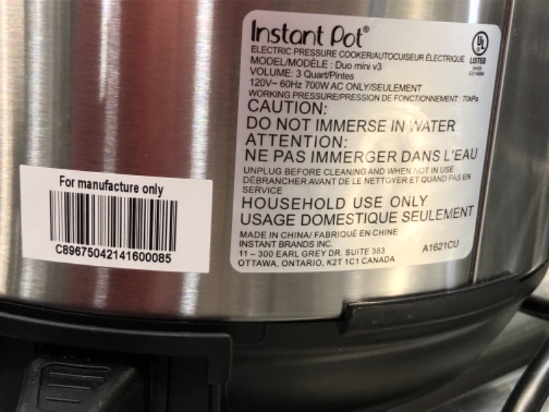 Photo 1 of Instant Pot Duo 3 Quart Multi Cooker 1 Pot
