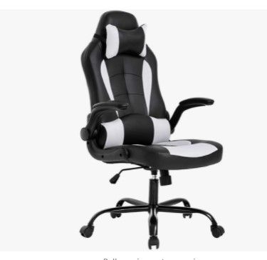 Photo 1 of ***PARTS ONLY***
BestOffice PC Gaming Chair Ergonomic Office Chair Desk Chair with Lumbar Support Flip Up Arms Headrest PU Leather Executive High Back Computer Chair for Adults Women Men (White)