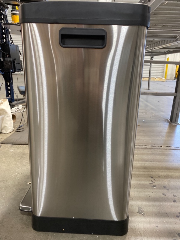 Photo 4 of *LITTLE DENTS ON THE FRONT AND SIDE** 16 Gal. Stainless Steel Step Trash Can and Recycle Bin Combo Unit with Removable Inner Bins for Kitchen, Office