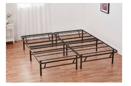 Photo 2 of **FOR PART ONLY** QUEEN SIZE Mainstays 14" High Profile Foldable Steel Bed Frame, Powder-coated Steel, 