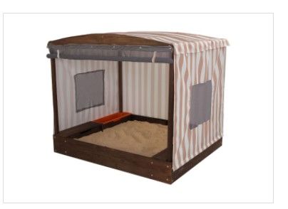 Photo 1 of KidKraft Cabana Sandbox - Beige & White Stripes