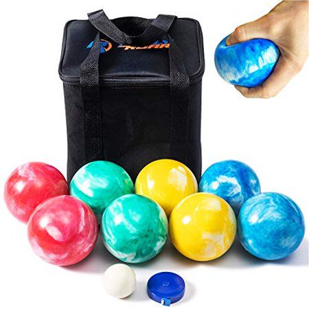 Photo 1 of Rally and Roar SOFT Rubber 84mm Bocce Ball Set for Indoor/Outdoor by Rally & Roar- Complete Bocce Lawn Game with Carrying and Storage Case - All Weath
