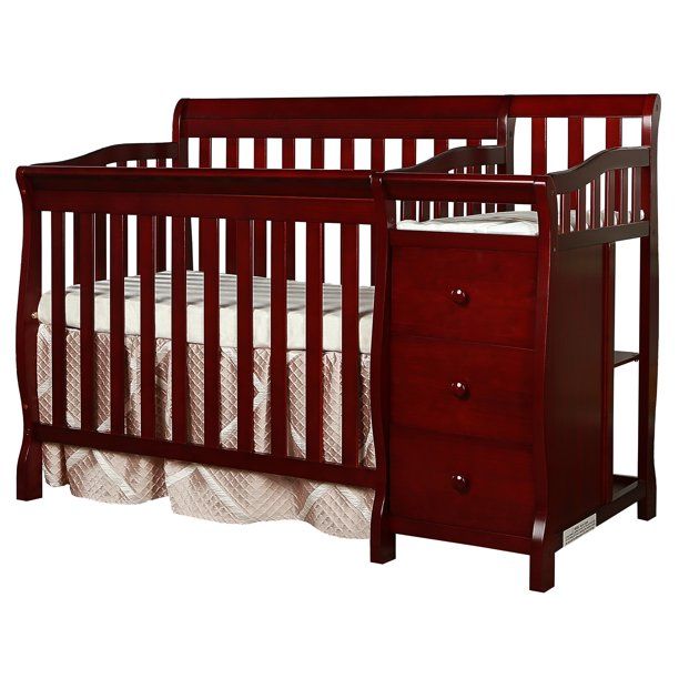 Photo 1 of Dream On Me Jayden 4-in-1 Convertible Mini Crib and Changer, Cherry
