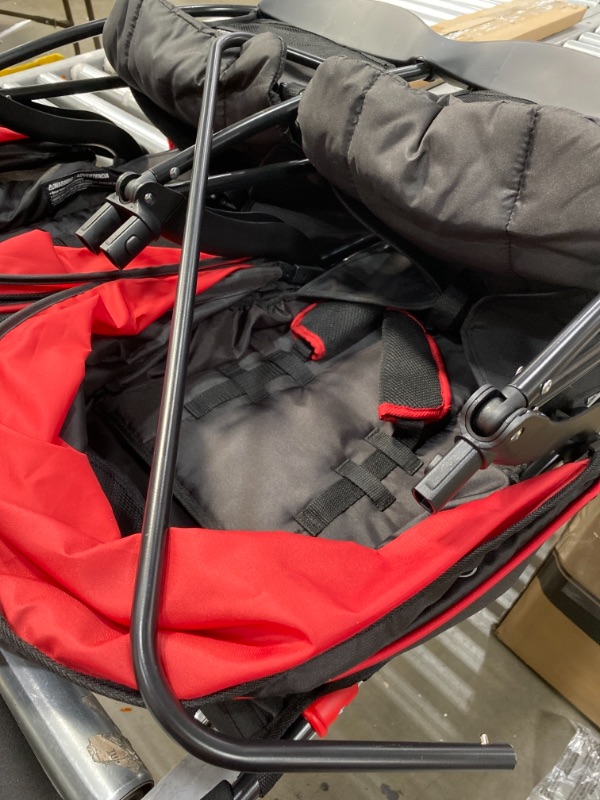 Photo 7 of *STROLLER WON'T EXTEND OUT FULLY* Cloud Plus Lightweight Double Stroller with Reclining Seats & Extendable Canopies, Red/Black