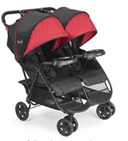 Photo 1 of *STROLLER WON'T EXTEND OUT FULLY* Cloud Plus Lightweight Double Stroller with Reclining Seats & Extendable Canopies, Red/Black