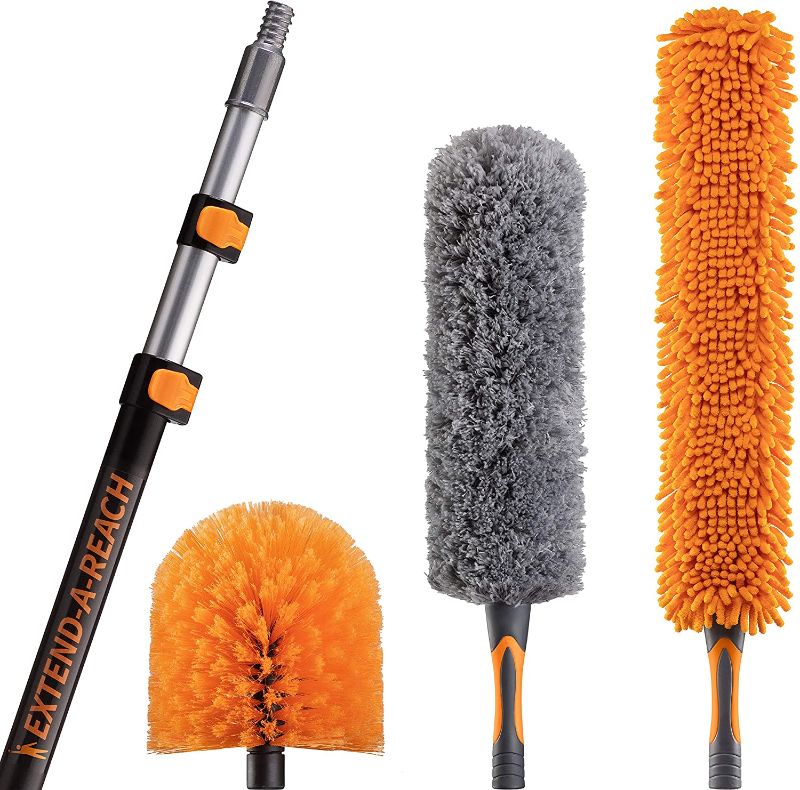 Photo 1 of 20 Foot High Reach Duster Kit with 5-12 ft Extension Pole // High Ceiling Duster Cleaning Kit with Telescopic Pole // Cobweb Duster // Feather Duster
