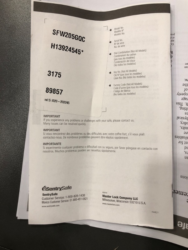 Photo 3 of Sentrysafe Sfw205gqc Fireproof Safe and Waterproof Safe with Digital Keypad 2.05