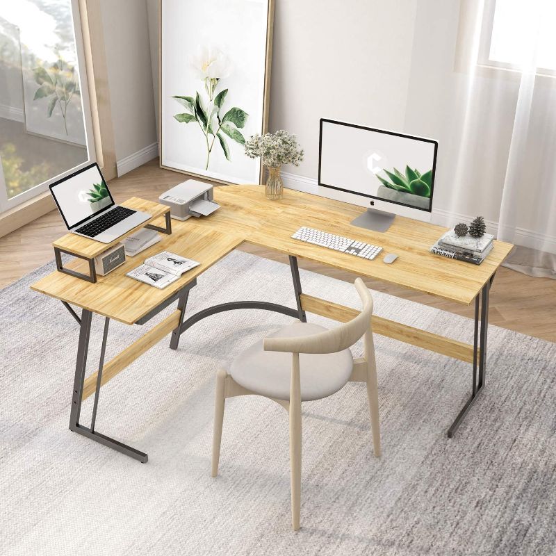 Photo 1 of CubiCubi Modern L-Shaped Desk Computer Corner Desk, 59.1" Home Office Writing Study Workstation with Small Table, Space Saving, Easy to Assemble
