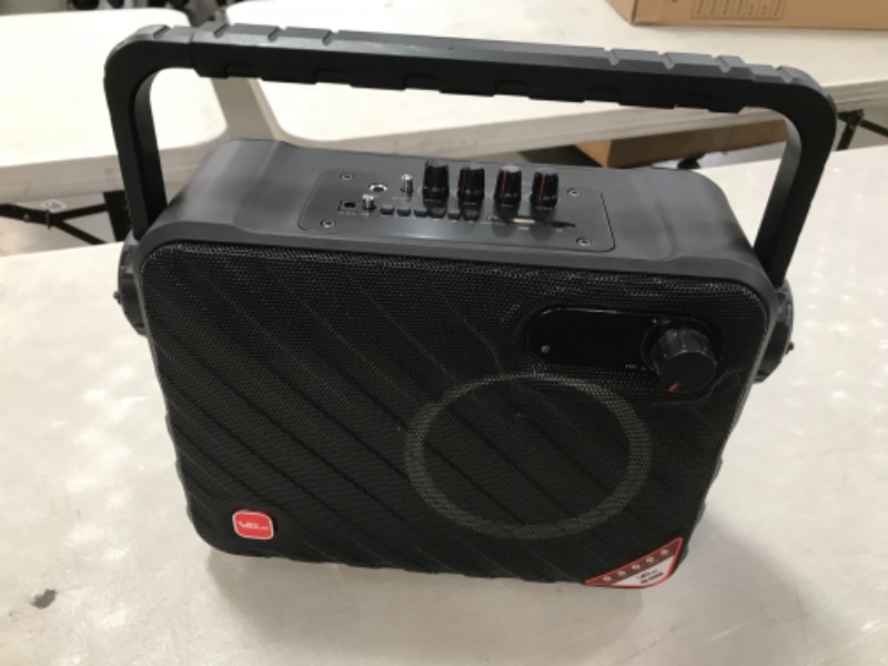 Photo 2 of Portable Karaoke Machine, VeGue Bluetooth PA System with 6.5” Subwoofer, Colorful LED Lights, 2 UHF Wireless Mics, Ideal for Various Indoor/Outdoor Activities(VS-0650)
