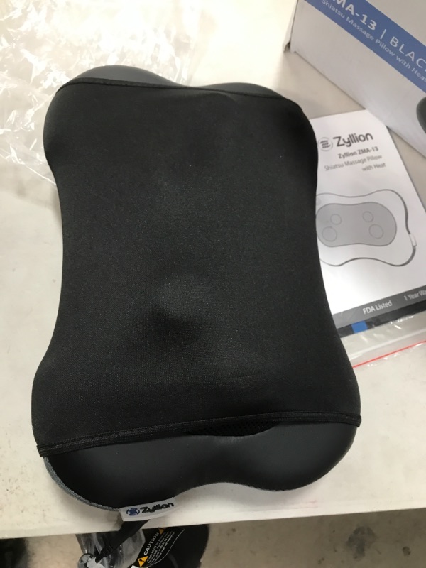 Photo 2 of Zyllion Shiatsu Back and Neck Massager - 3D Kneading Deep Tissue Massage Pillow with Heat and AC Adapter (Wired) for Home, Office, Chair, Car, Athletes & Muscle Pain Relief - Black (ZMA-13-BK)
