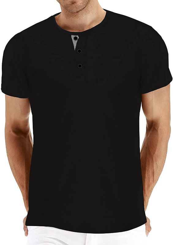 Photo 1 of BBDMY Men's Fashion Casual Front Placket Short Sleeve Henley T-Shirts Cotton Shirts SIZE XL
SET OF 2