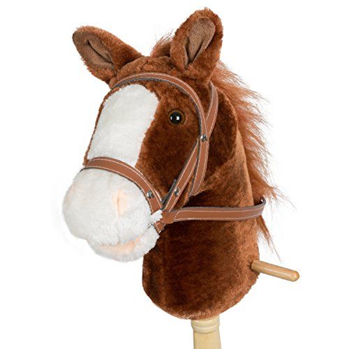 Photo 1 of HollyHOME Horse Stick with Sound Toy Stuffed Animal Horse Stick 36 Inches Dark Brown
