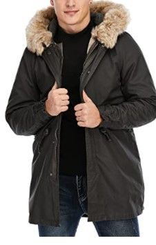 Photo 1 of TIENFOOK Men Parka Jacket Winter Coat with Drawstring Waist Thicken Fur Hood Lined Warm Detachable Design Outwear Jacket
Medium