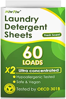 Photo 1 of 2 Miw Piw Laundry Detergent Sheets - 60 Loads Liquidless Laundry for Sensitive Skin- Travel Clean Strips - Zero