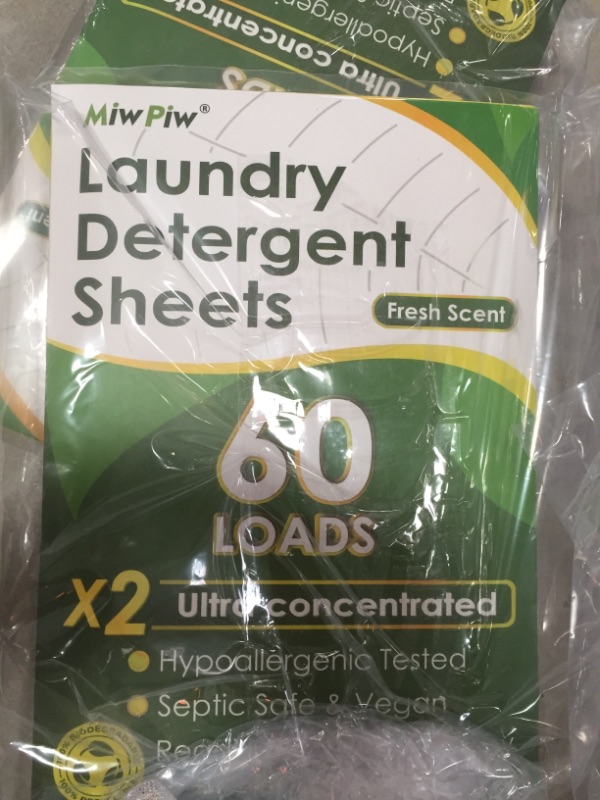 Photo 2 of 2 Miw Piw Laundry Detergent Sheets - 60 Loads Liquidless Laundry for Sensitive Skin- Travel Clean Strips - Zero