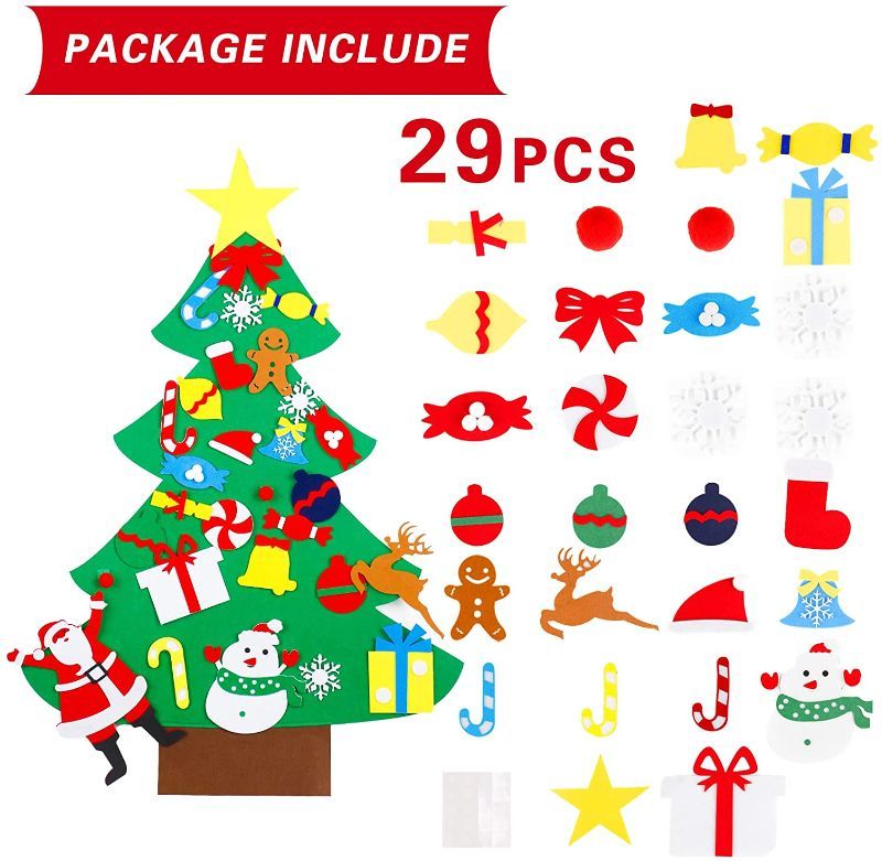 Photo 1 of 2 Felt Christmas Tree for Kids Wall, DIY Crafts Ornaments Tree with Snowman Decorations Kits, for Girls Boys