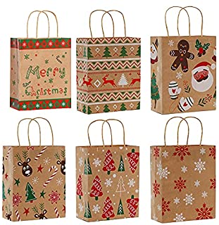 Photo 1 of 2 18 PCS Kraft Gift Bags Paper Bags with Twisted Handles for Party, Packaging, Wedding, Birthday gift (Christmas)