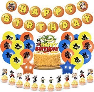 Photo 1 of 2 Birthday Party Supplies, Birthday Decorations Set, 35 Pcs Party Supplies Kit for Boys and Girls Includes Cake Topper, Cupcake Toppers, Happy Birthday Banners, Balloons, Ribbon