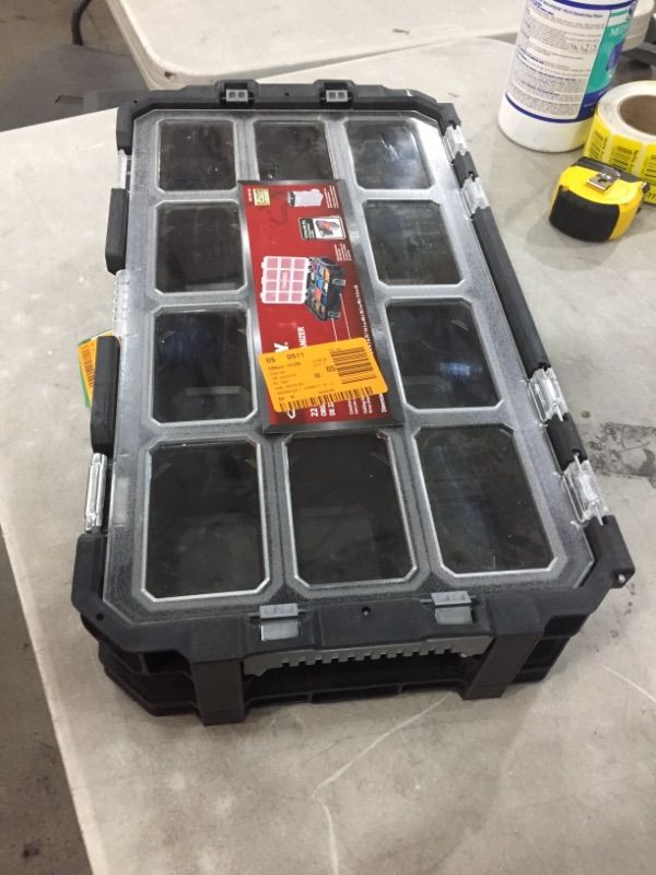 Photo 1 of 10-Compartment Interlocking Small Parts Organizer in Black(missing latch)