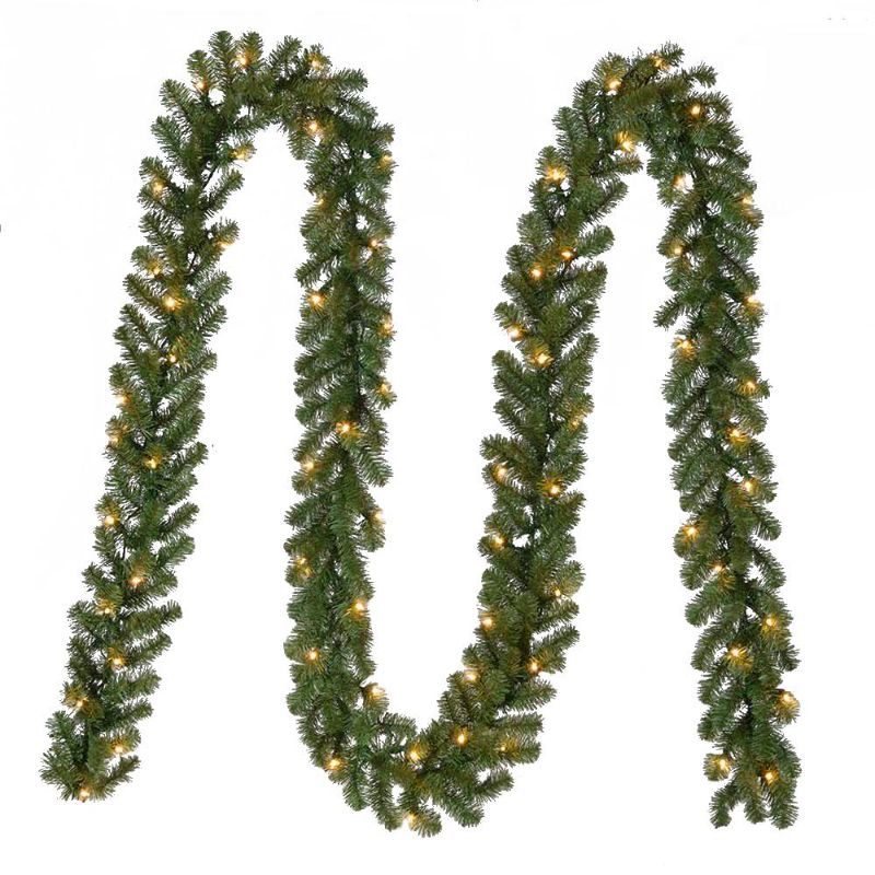 Photo 1 of **SET OF 3**Home Accents Holiday 18 Ft Kingston Pre-Lit Artificial Christmas Garland with 280 Tips and 70 White Lights
