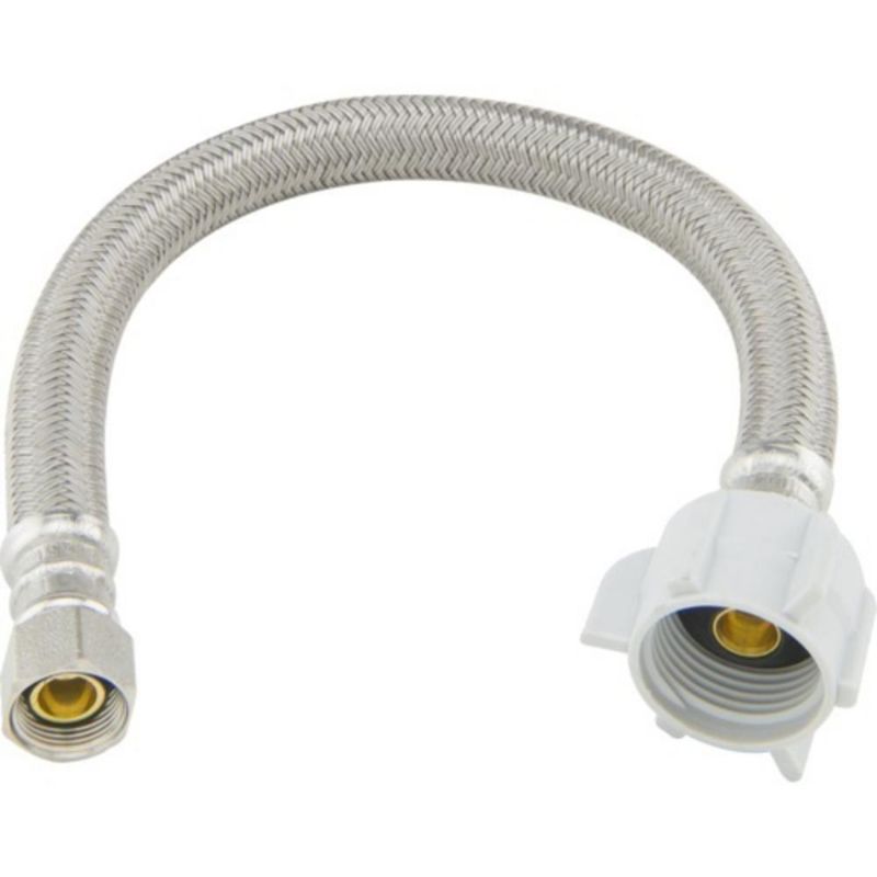 Photo 1 of **SET OF 2** BrassCraft 3/8 in. Compression X 7/8 in. Ballcock Nut X 12 in. Braided Polymer Toilet Connector (3-Pack), Silve