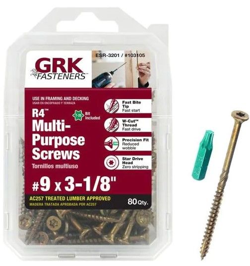 Photo 1 of **SET OF 3 CASES**GRK Fasteners
#9 x 3-1/8 in. Star Drive Bugle Head R4 Multi-Purpose Wood Screw (80-Pack)