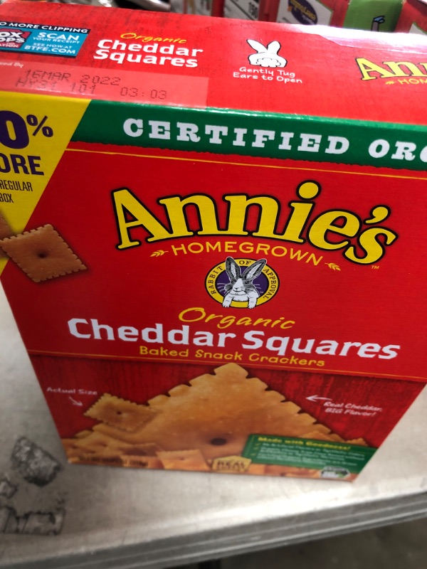 Photo 3 of **SET OF 7***Annie's Organic Cheddar Squares Baked Snack Crackers, 11.25 Oz**SOLD AS IS**
