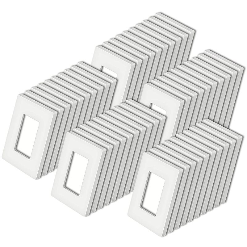 Photo 1 of **READ BELOW**[50 Pack] BESTTEN 1-Gang Screwless Wall Plate, USWP4 White Series, Decorator Outlet Cover, H4.69” x W2.91”, for Light Switch, Dimmer, USB, GFCI, Receptacle, UL Listed

