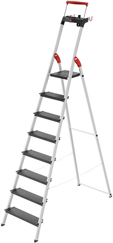 Photo 1 of ***PARTS ONLY*** Hailo L100 TopLine | Aluminum folding stepladder | Eight steps | Extendable safety rail | Integrated multifunctional storage tray | Folding safety mechanism with platform locking | Item holding option
