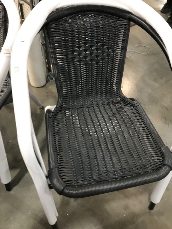 Photo 3 of 2 Flash Furniture Black Rattan Indoor-Outdoor Restaurant Stack Chair
