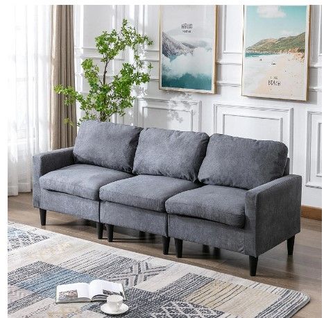 Photo 1 of 69.3 in. W Square Arm Chenille Mid-Century Straight with Storage Ottoman Upholstered Sofa in Grey
- Missing components / Parts only 