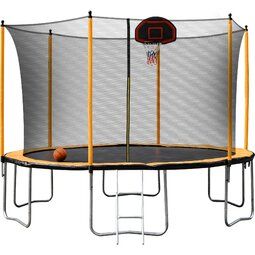 Photo 1 of 15FT Powder-Coated Advanced Trampoline With Basketball Hoop Inflator And Ladder(Outer Safety Enclosure) Orange
