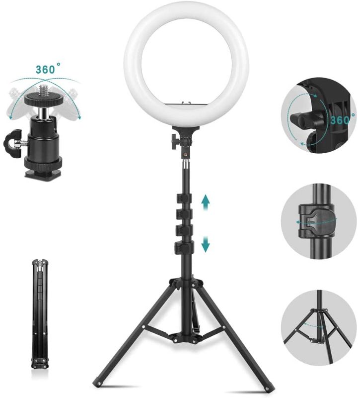 Photo 1 of 14" Selfie Ring Light for Photography/Makeup/TikTok/YouTube Video, 2.4G Wireless Remote and Multiple Lights Control, Dimmable Ring Light with Extendable Tripod Stand and Phone Holder LED Circle Lights
