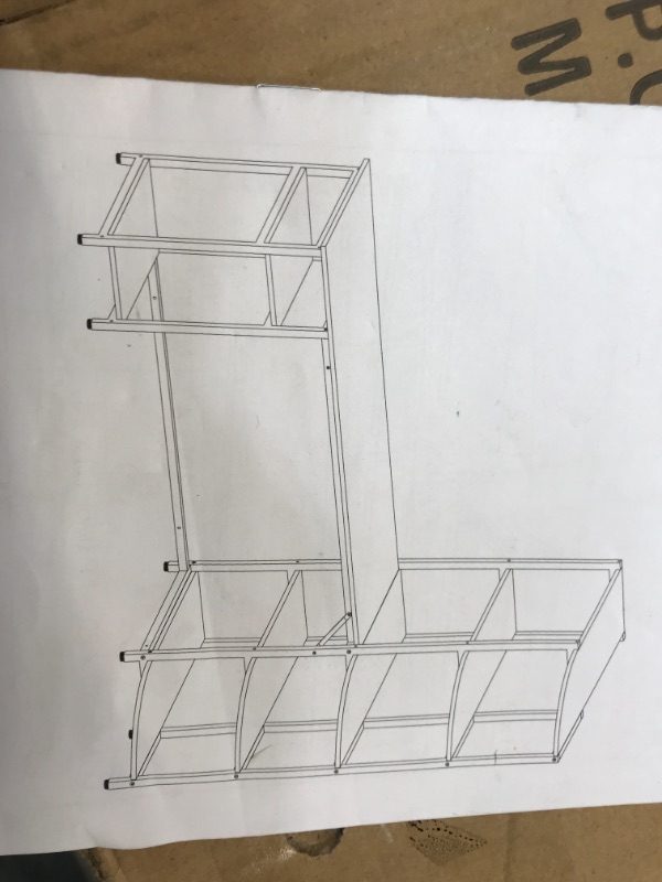 Photo 1 of ***PARTS ONLY*** Home Office Computer Desk with 5 Tier Storage Shelves?Large Office Desk Study Writing Table Workstation with Corner Bookshelf and Tower Shelf 
- Missing components 