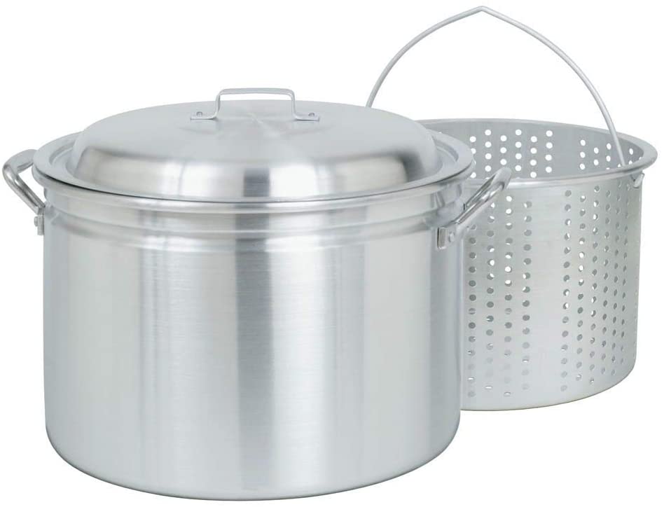 Photo 1 of Bayou Classic 4024 24-Quart All Purpose Aluminum Stockpot with Steam and Boil Basket
