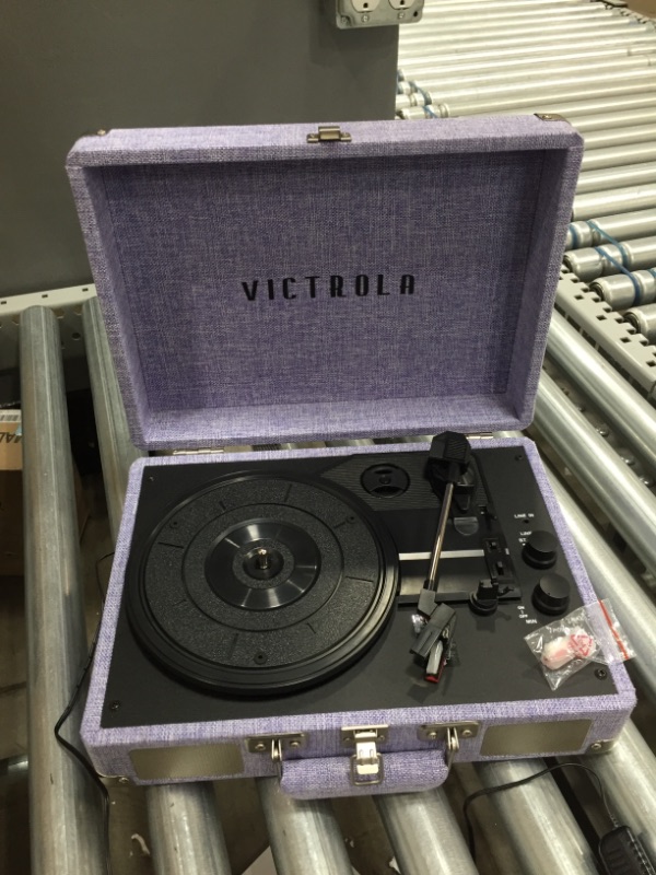 Photo 1 of Victrola Vintage 3-Speed Bluetooth Portable Suitcase Record Player with Built-in Speakers | Upgraded Turntable Audio Sound| Includes Extra Stylus | Light Purple (VSC-550BT-LPP)
