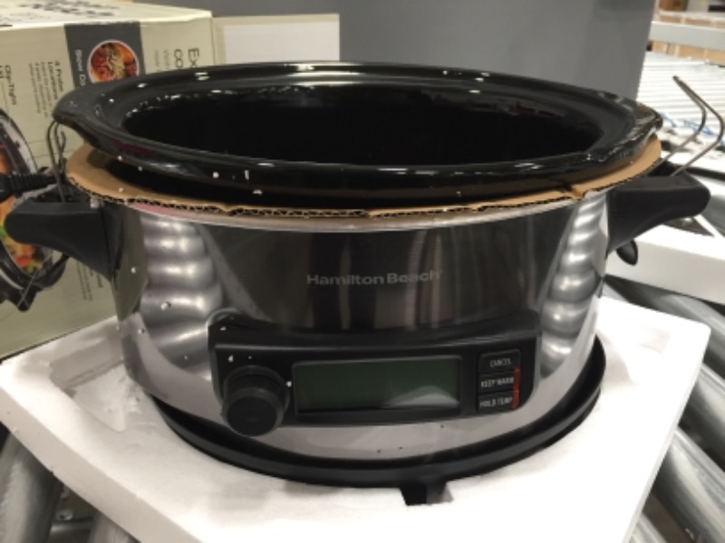 Photo 3 of Hamilton Beach 33866 Portable 6-Quart Set & Forget Digital Programmable Slow Cooker with Lid Lock, Temp Tracking Temperature Probe, Black Stainless
