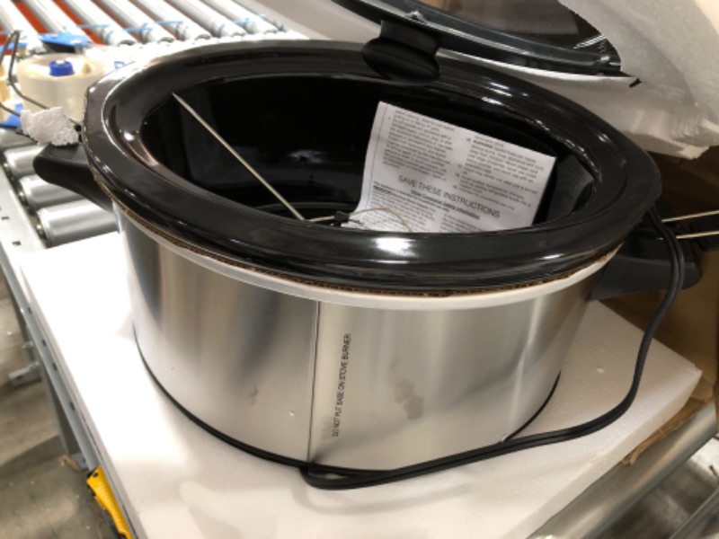 Photo 2 of ***PARTS ONLY***
Hamilton Beach Portable 6-Quart Set & Forget Digital Programmable Slow Cooker with Lid Lock, Temperature Probe, Stainless Steel
