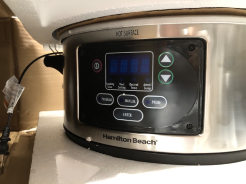 Photo 3 of ***PARTS ONLY***
Hamilton Beach Portable 6-Quart Set & Forget Digital Programmable Slow Cooker with Lid Lock, Temperature Probe, Stainless Steel
