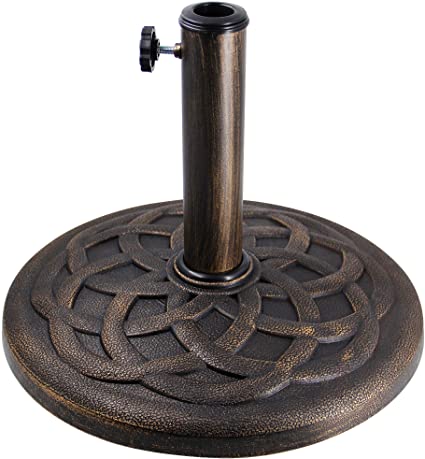 Photo 1 of Blissun 22lb Patio Market Umbrella Base Heavy Duty Outdoor Stand for Patio, Garden, Lawn, Bronze, B-010A
