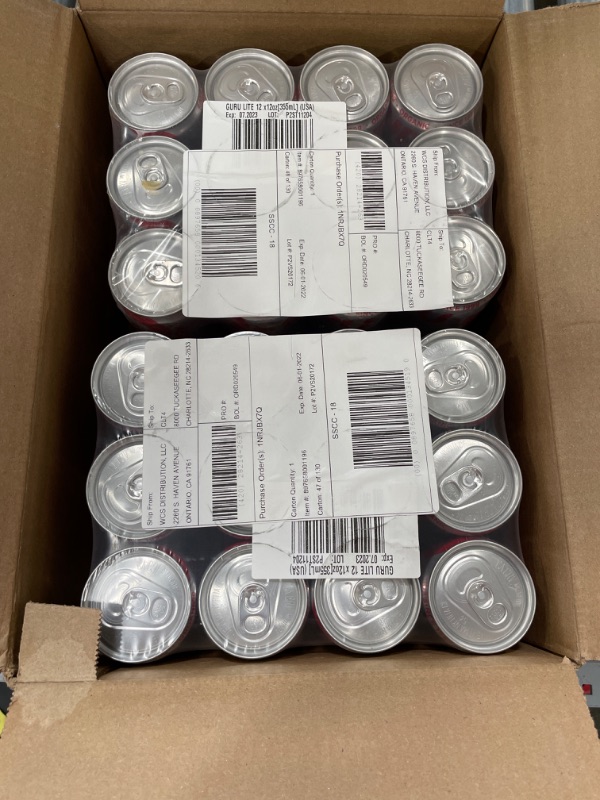 Photo 1 of NONREFUNABLE-SOLD AS IS-BEST BUY 6/1/2022-GURU Lite Organic Energy Drink | Stay Focused with Refreshingly Good Energy | Organic Ingredients | Low Calories | Uncompromisingly Good Energy | 12oz (Pack of 24)