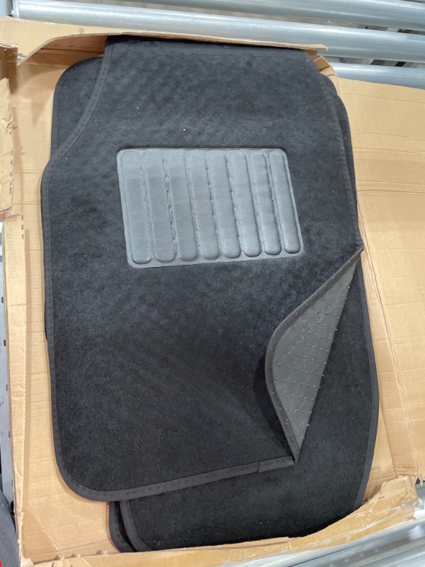 Photo 2 of FH Group F14406BLACK Universal Fit 3 Row Premium Carpet Black Automotive Floor Mats fits most Cars, SUVs, and Trucks with Drivers Heel Pad
